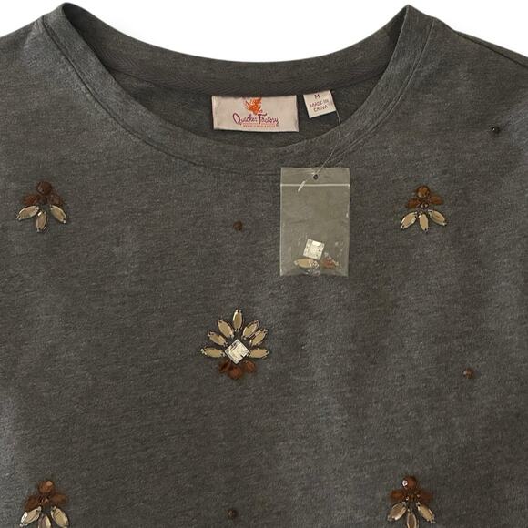 Quacker Factory Sweatshirt Sz Medium Cozy Chic Subtle Sparkle Holiday Casual - Picture 4 of 6